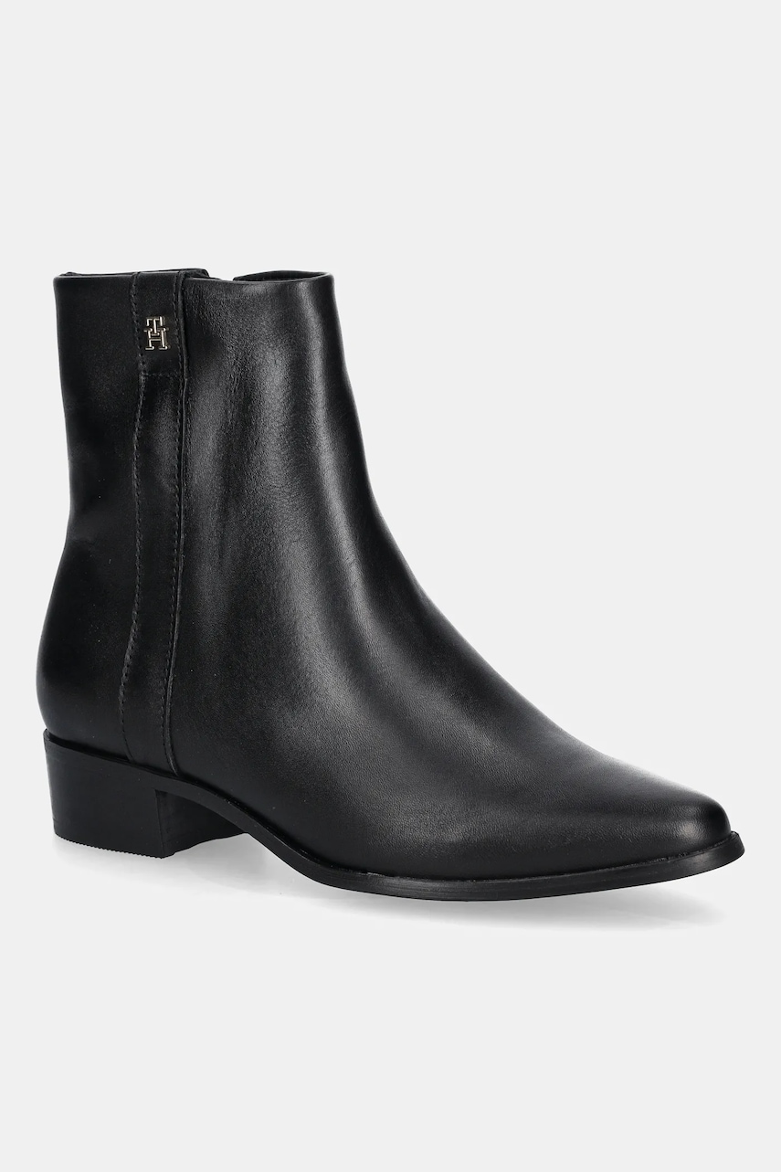 Tommy Hilfiger  Kožené kotníkové boty  TH LEATHER POINTY ZIP BOOTIE