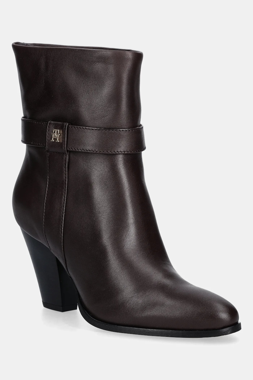 Tommy Hilfiger  Kožené kotníkové boty  TH T-STRAP LEATHER POINTY BOOTIE