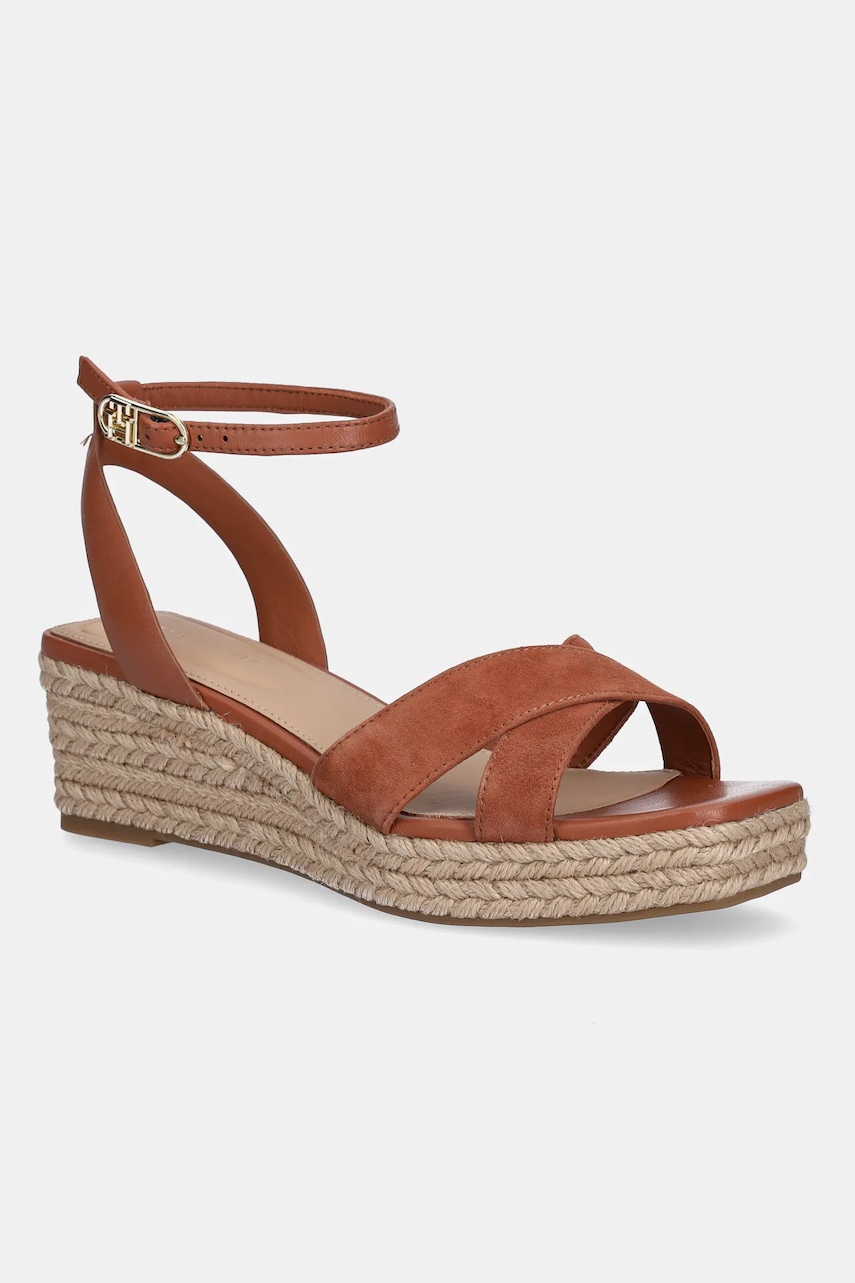 Tommy Hilfiger  Kožené sandály  LEATHER & SUEDE MID WEDGE ESPAD