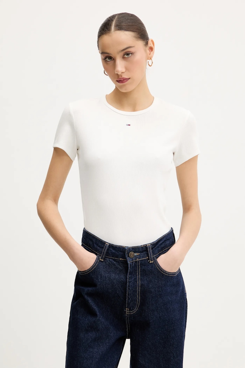 Tommy Jeans  basic tričko dámské bavlněné s elastanem 2-pack