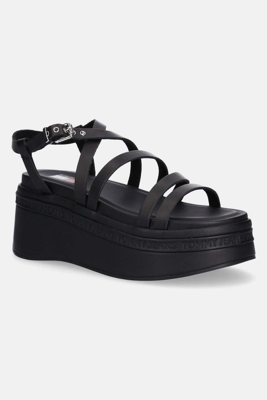 Tommy Jeans  Kožené sandály  WEDGY STRAPPY SANDAL