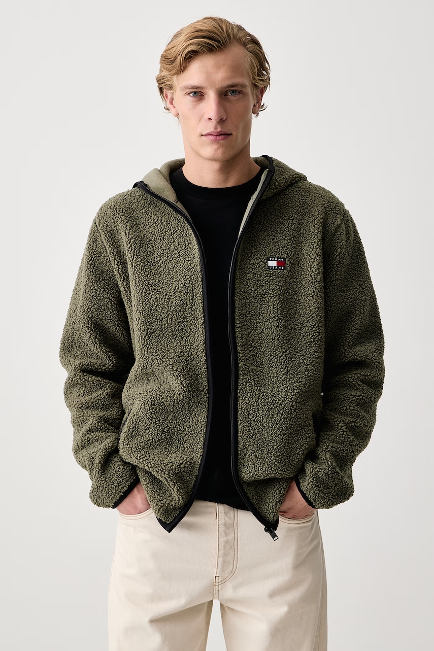 Tommy Jeans  rozepínací mikina pánská fleecová