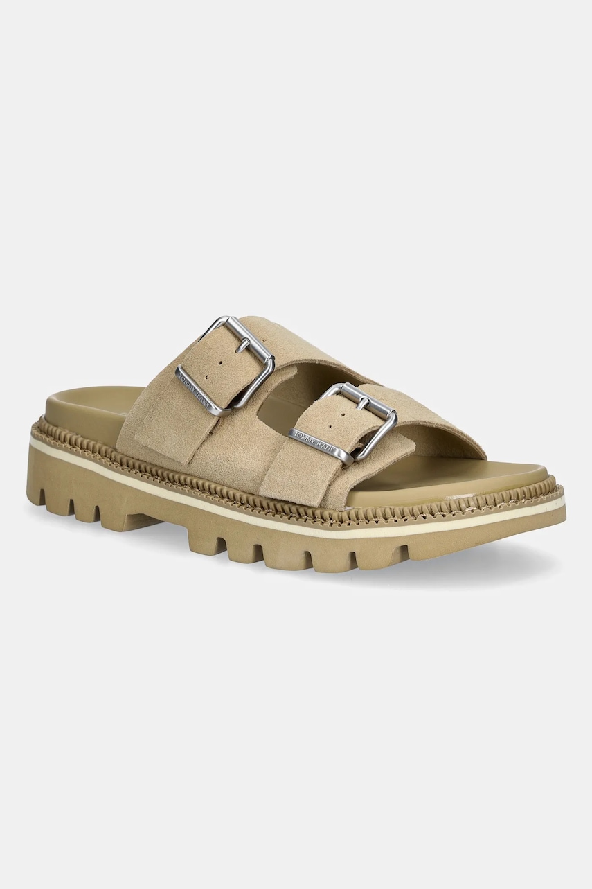 Tommy Jeans  Semišové pantofle  DOUBLE STRAP SANDAL SUEDE