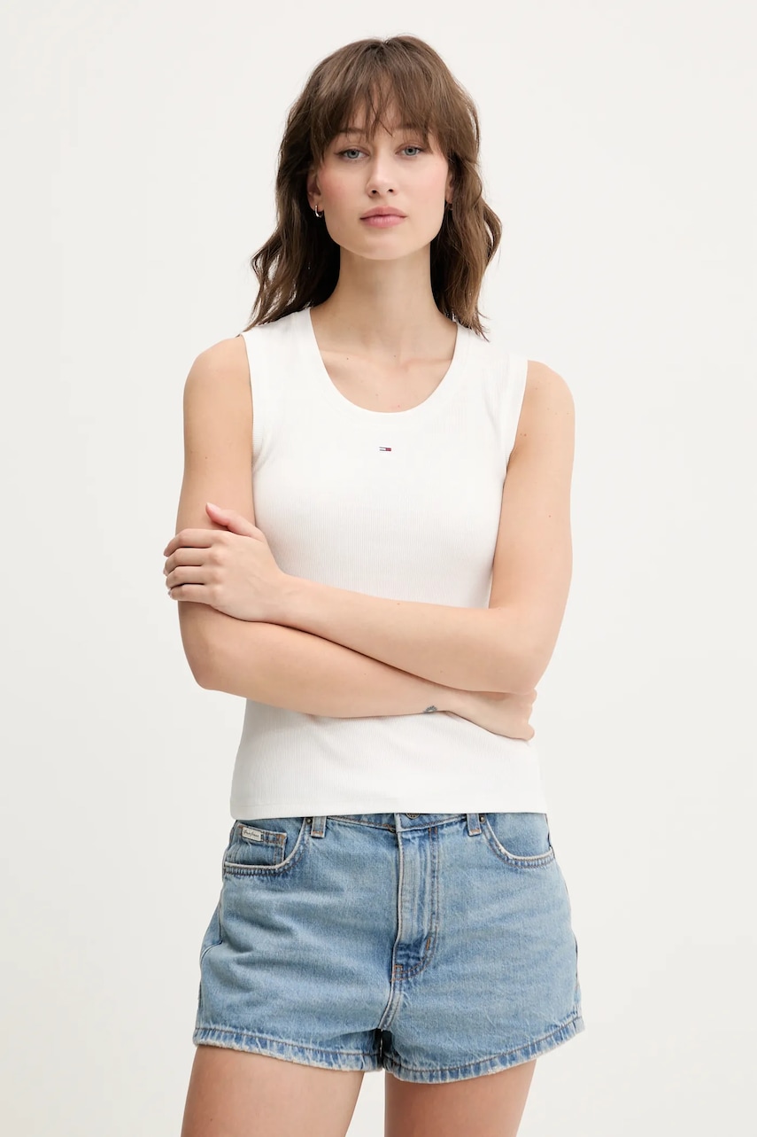 Tommy Jeans  top dámský bavlněný s elastanem