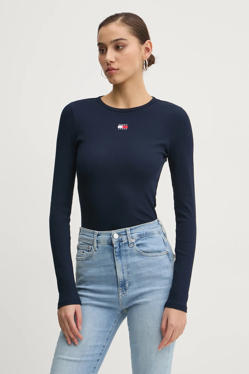 Tommy Jeans  tričko s dlouhým rukávem dámské bavlněné s elastanem