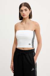 Top adidas Originals 3-Stripes bílá barva, odkrytá záda, JX7720