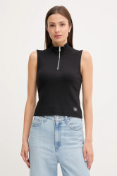 Top Calvin Klein Jeans černá barva, s pologolfem, LV047C909G