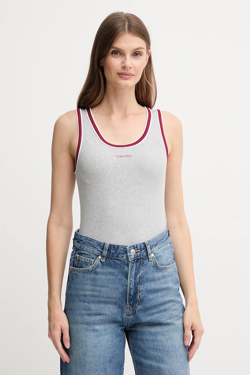 Top Calvin Klein Jeans šedá barva, LV047D200G