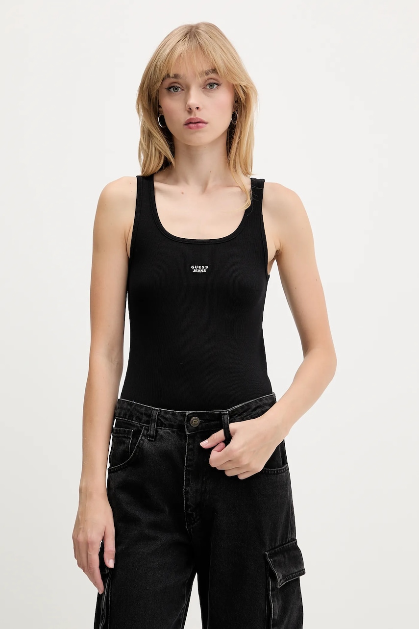 Top Guess Jeans černá barva, W5BP04 KA0H1