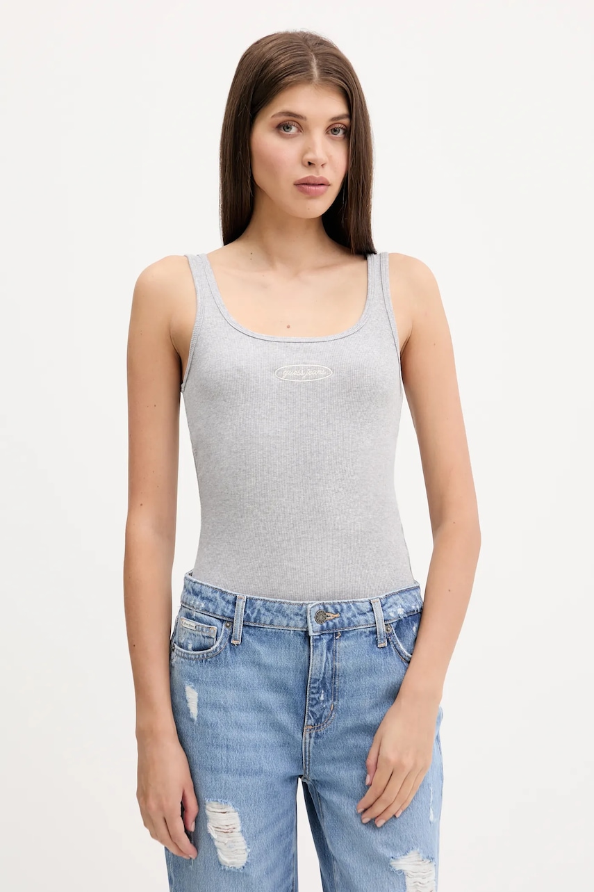 Top Guess Jeans šedá barva, W5YP35 KA0H1