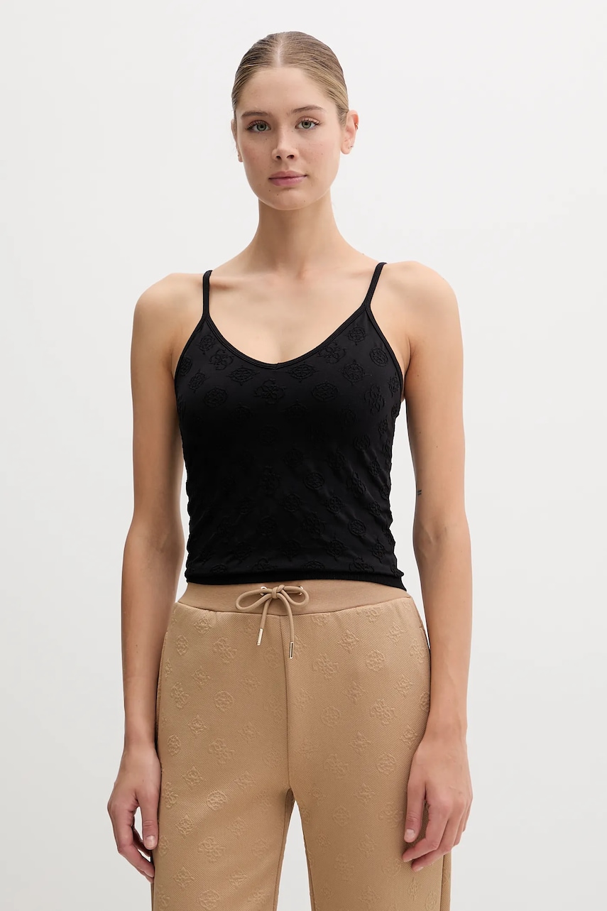 Top Guess PEONY černá barva, V5YP05 Z3OA0