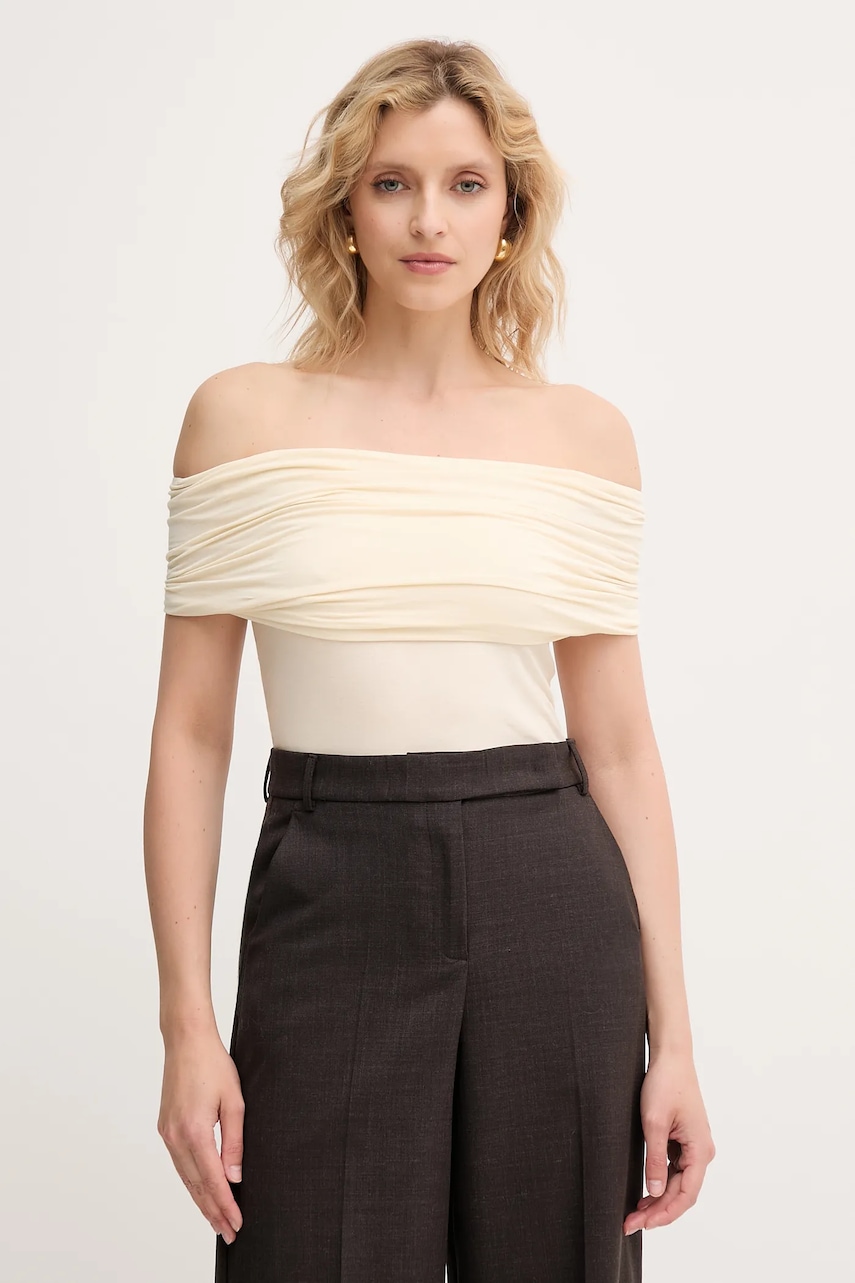 Top MAX&Co. dámský, béžová barva, španělský výstřih, 2526946071200