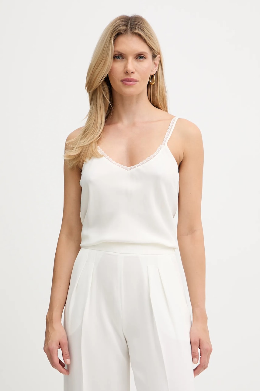 Top s příměsí hedvábí Twinset béžová barva, 252TT2411