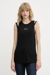 Top s příměsí lnu Armani Exchange černá barva, XW000390 AF12899