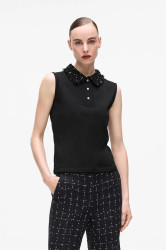 Top s příměsí vlny Karl Lagerfeld černá barva, A4W17038