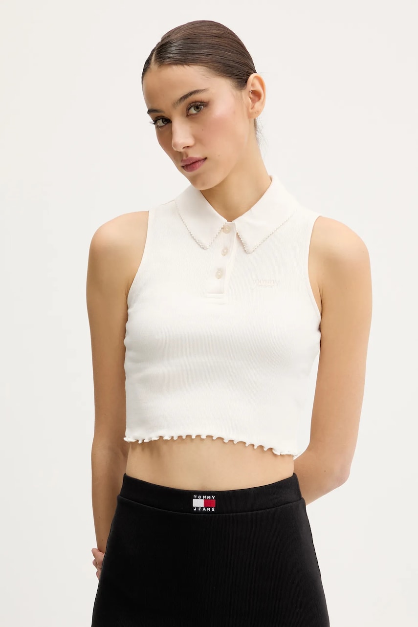 Top Tommy Jeans béžová barva, DW0DW20295