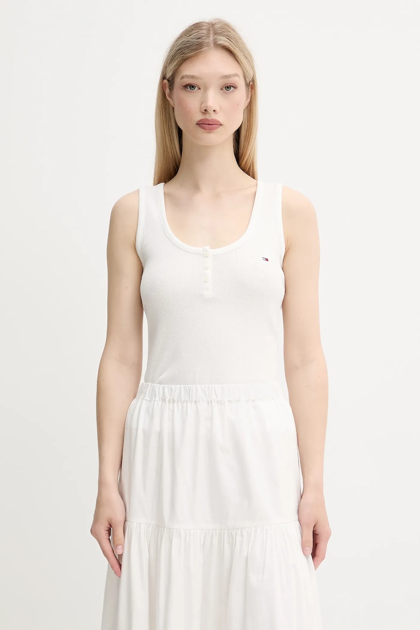 Top Tommy Jeans bílá barva, DW0DW20898