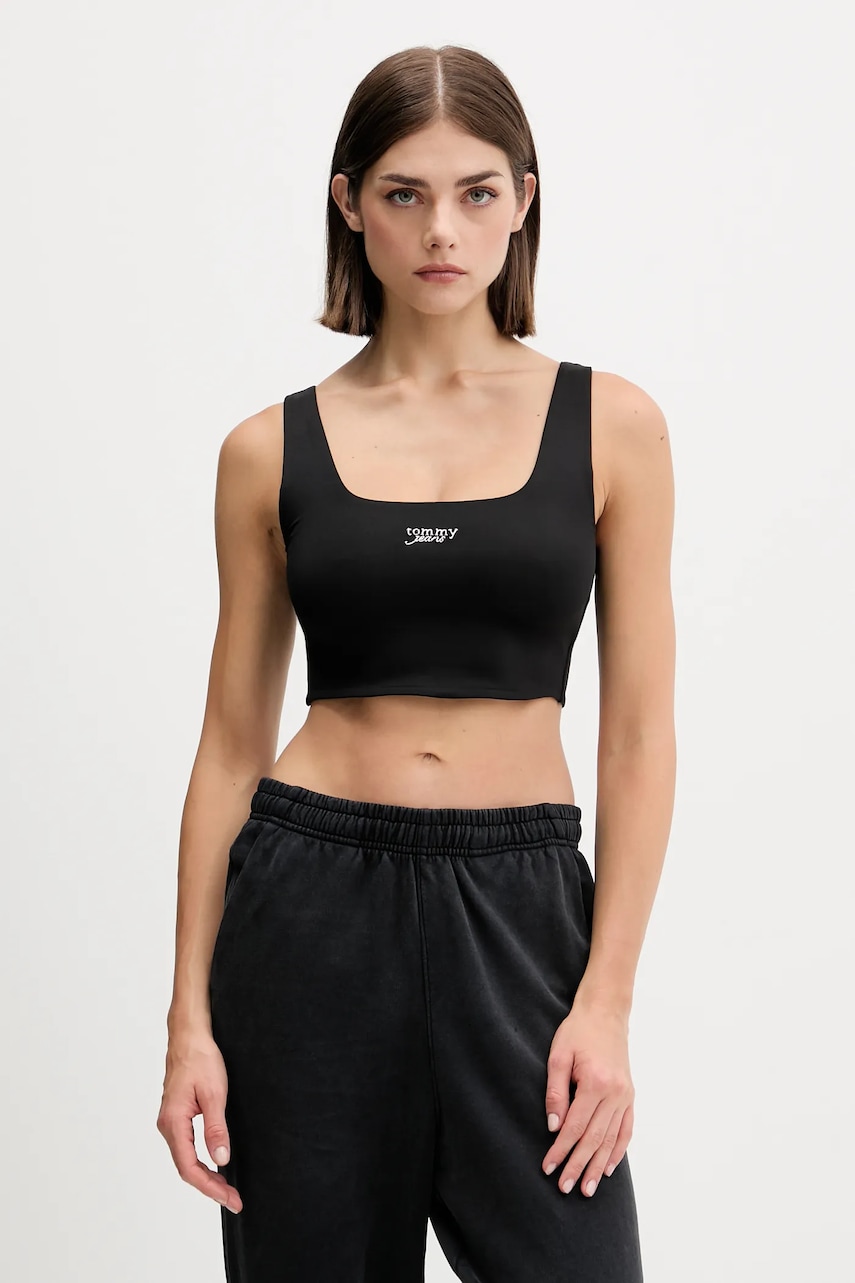 Top Tommy Jeans černá barva, DW0DW21564