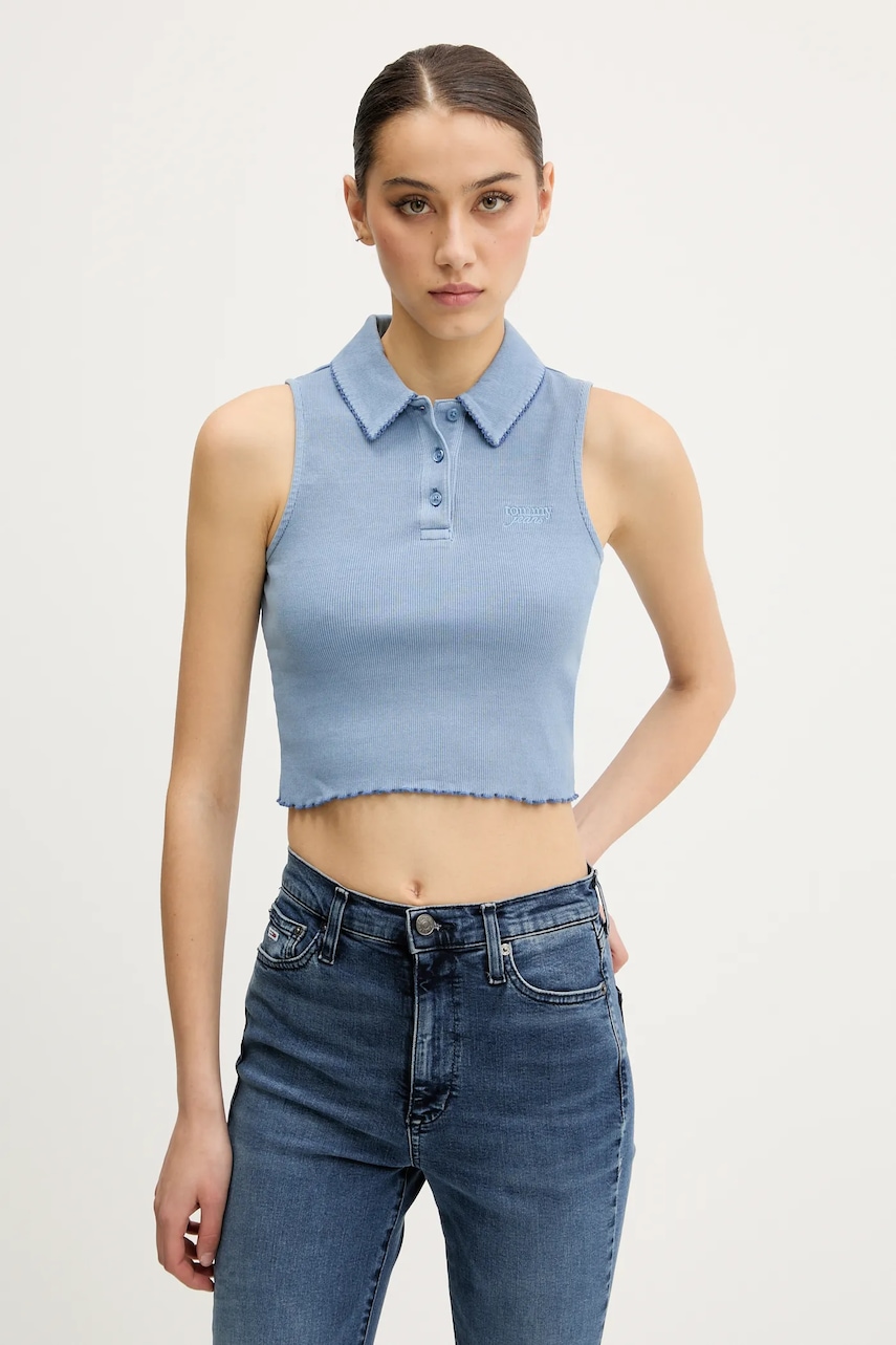 Top Tommy Jeans modrá barva, DW0DW20295
