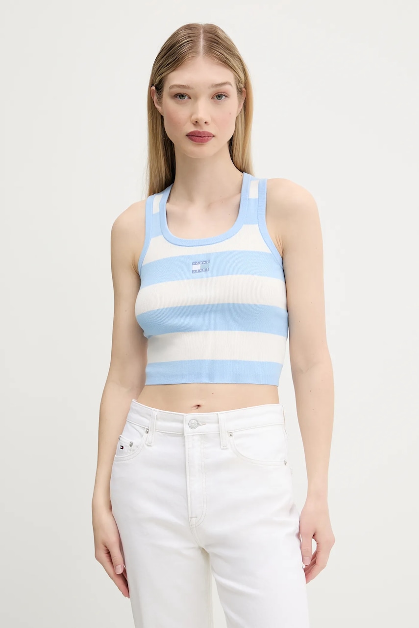Top Tommy Jeans modrá barva, DW0DW20969