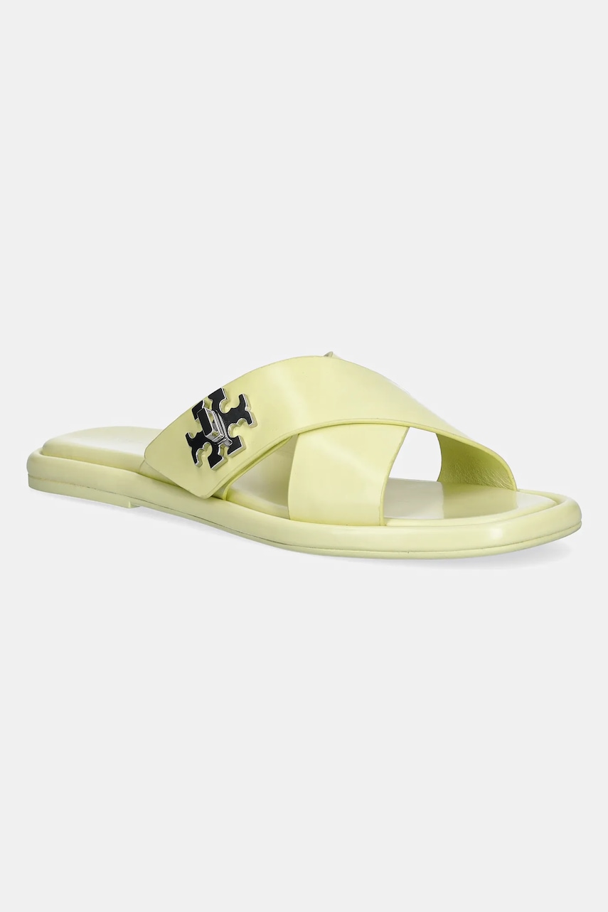 Tory Burch  Kožené pantofle  T Lock Cross Band Slide
