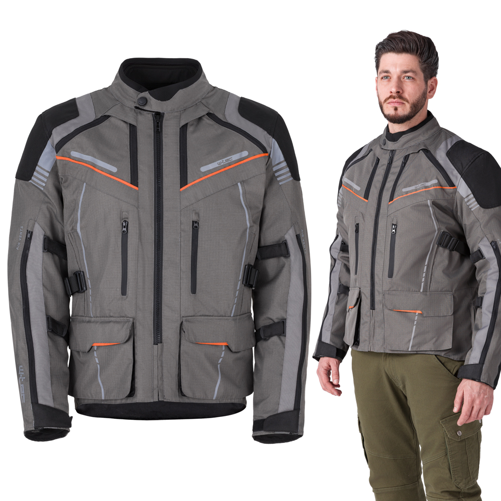 Touringová moto bunda W-TEC Smackton šedo-oranžová S