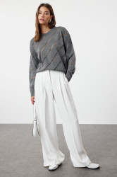 Trendyol Anthracite Openwork/Hole Knitwear Sweater