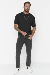 Trendyol Antracitové Džíny s Esenciálním Střihem Denim Kalhoty