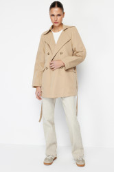 Trendyol Beige Oversize trenčkot širokého střihu