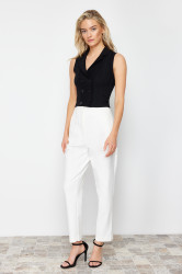 Trendyol Black Crop Premium Yarn/Special Yarn Vest Look Knitwear Sweater