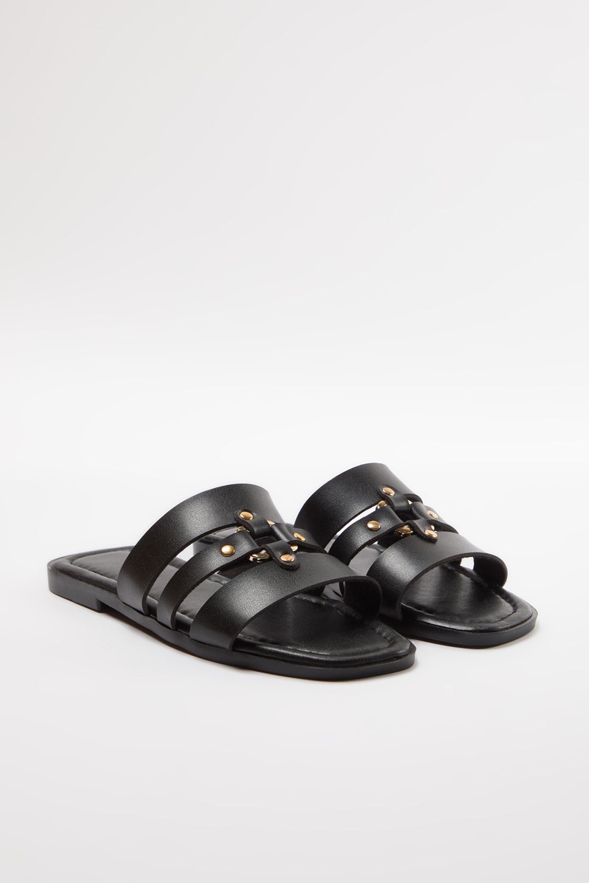 Trendyol Black Riveted Strappy Women's Slippers