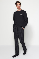 Trendyol Black Striped Knitted Unisex Pajama Bottoms Tracksuit