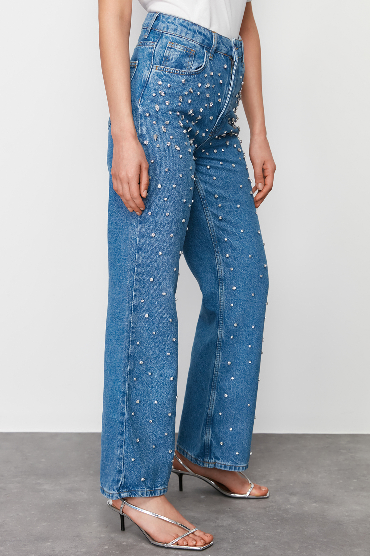Trendyol Blue Stone High Waist Wide Leg Jeans
