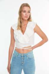 Trendyol Ecru Tkaná Halenka