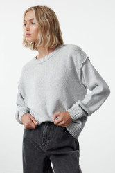 Trendyol Gray More Sustainable Wide Pattern Basic Knit Sweater