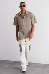 Trendyol Limited Edition Khaki Oversize Fit Collar Pocket Detailed Shirt