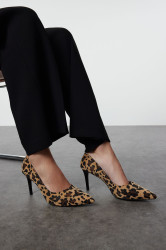 Trendyol Multicolored Leopard Patterned Women's Brown Classic Thin Heel Shoes