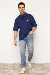 Trendyol námořnické zelené starožitné vzhledové volné boyfriend džíny denim kalhoty