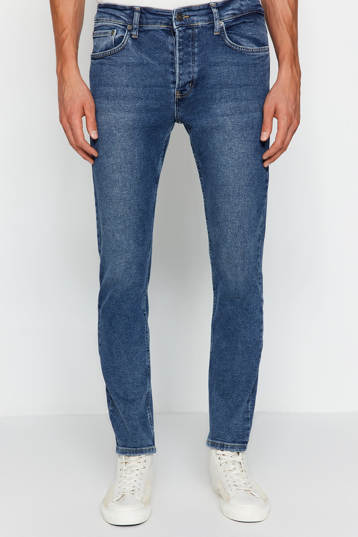 Trendyol námořnicky modré úzké džíny denim kalhoty