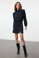 Trendyol Navy Blue Plain Padded Mini Woven Dress
