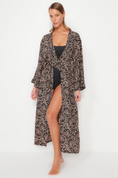 Trendyol podvodní vzorovaný pás Maxi tkané kimono a kaftan