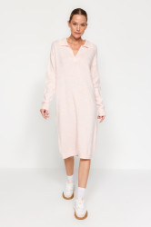 Trendyol Powder More Sustainable Midi Knit Soft Texture Dress