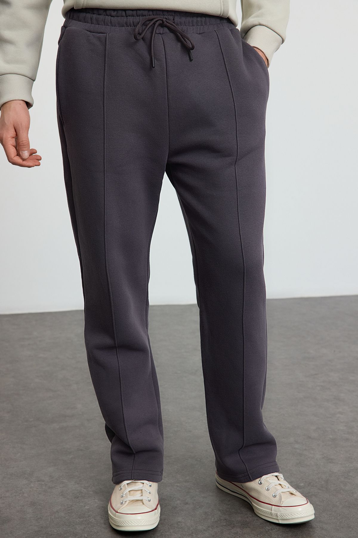 Trendyol Smoke Regular/Straight Cut Sewing Detailed Sweatpants