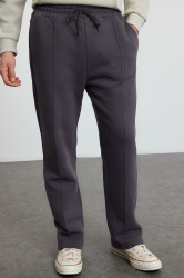 Trendyol Smoke Regular/Straight Cut Sewing Detailed Sweatpants