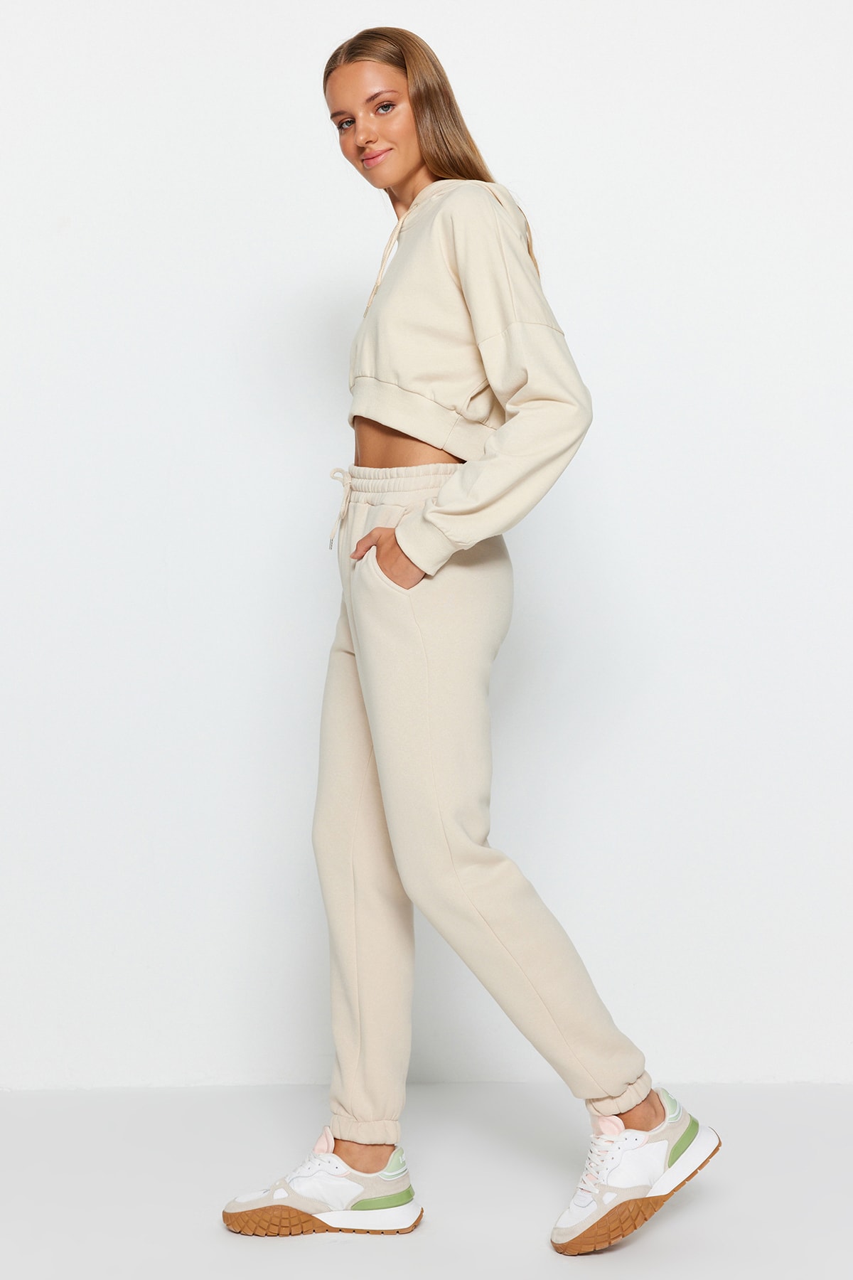 Trendyol Stone Thick Fleece Basic Knitted Sweatpants