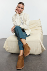 Trendyol Tan Flat Flatform Brown Short Heeled Women's Boots