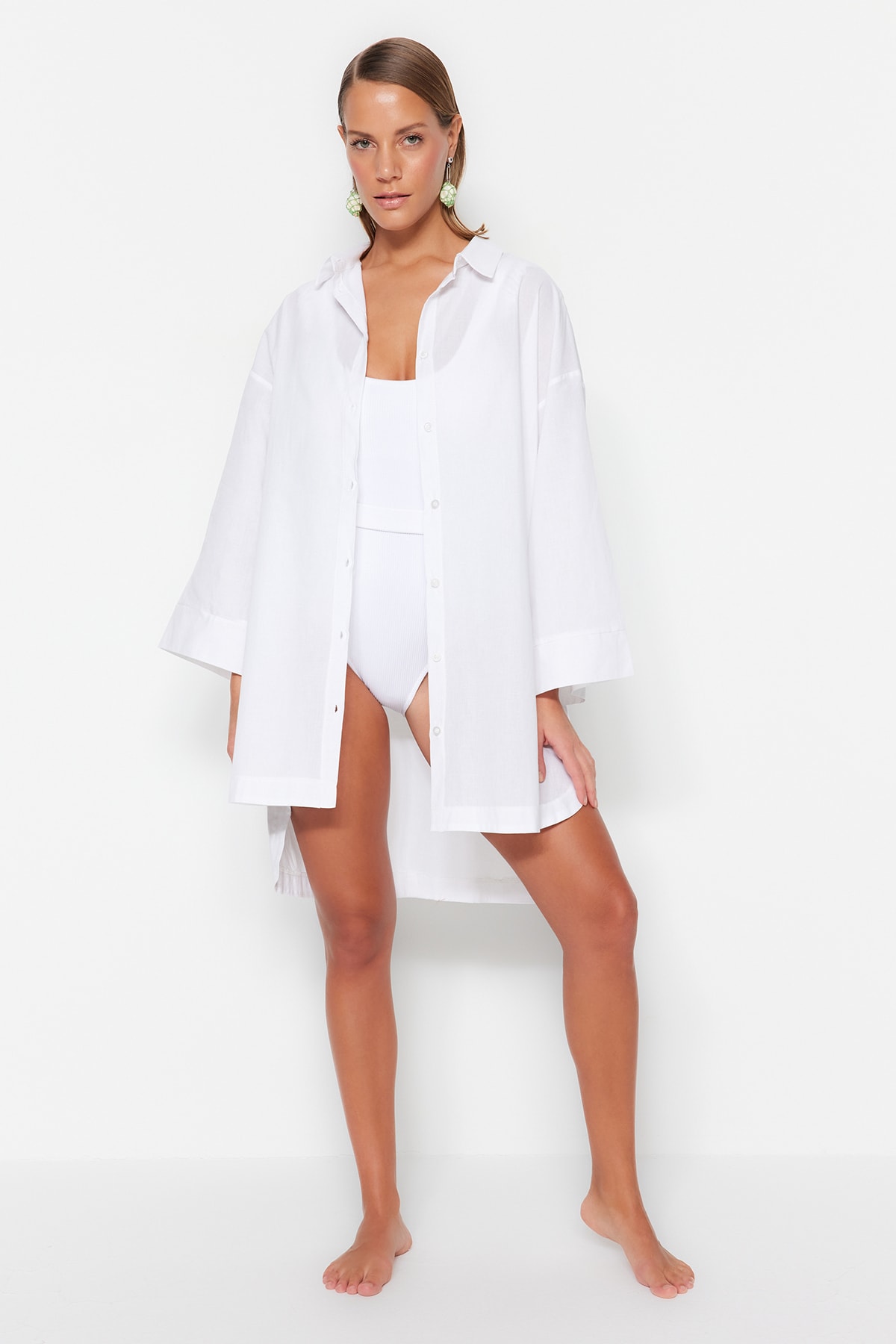 Trendyol White Woven 100% Cotton Shirt