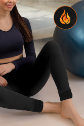 Trendyol Winter Essentials/Ski Collection Black Plush Lined Warm Full Length Leggings