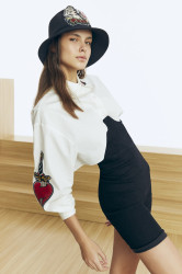 Trendyol X Zeynep Tosun Černý džínový overal s kosticemi
