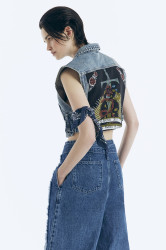 Trendyol X Zeynep Tosun modrá tisková detailní džínová vesta